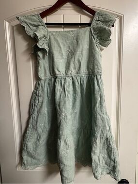 Cat & Jack Mint Green Embroidered Ruffle Sleeve Dress